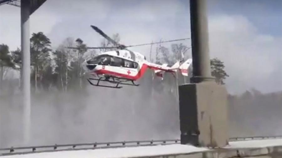Пострадавшего в ДТП на МКАД госпитализировали вертолетом<br />
